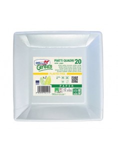 PIATTO IN CARTA FIBRA ECO QUADRO 17Xx17CM 20PZ - L'Officina
