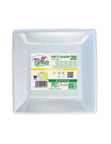 PIATTO IN CARTA FIBRA ECO QUADRO 17Xx17CM 20PZ - L'Officina