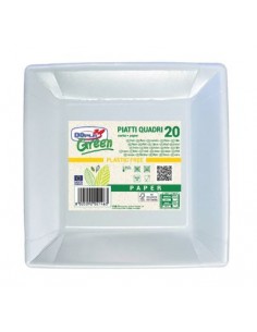 PIATTO IN CARTA FIBRA ECO QUADRO 25x25CM 20PZ - L'Officina