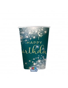 6 BICCHIERI CARTA 250CC HAPPY BIRTHDAY GLAMOUR - L'Officina