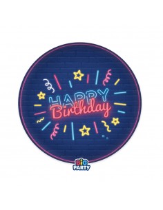 6 PIATTI CARTA 18CM. HAPPY BIRTHDAY NEON