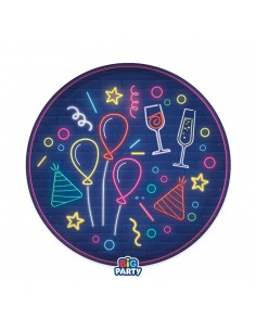 6 PIATTI CARTA 22CM. HAPPY BIRTHDAY NEON