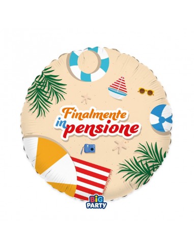 PALLONE MYLAR 18" FINALMENTE IN PENSIONE 45CM