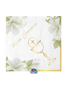 16 TOVAGLIOLI 33X33CM COMUNIONE GEOMETRIC  BORDO ORO METAL