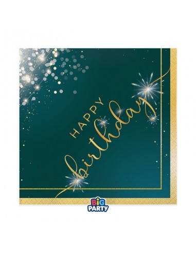 16 TOVAGLIOLI 33X33 HAPPY BIRTHDAY GLAMOUR - L'Officina delle