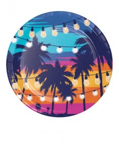 PIATTO CARTA 23CM MIAMI SUNSET SKY 8PZ - L'Officina delle feste
