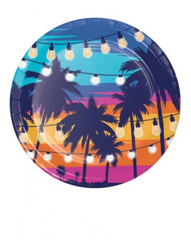 PIATTO CARTA 23CM MIAMI SUNSET SKY 8PZ - L'Officina delle feste