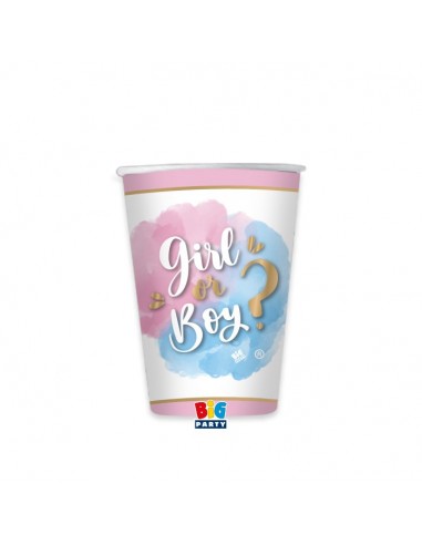 8 BICCHIERI CARTA 250CC, GENDER REVEAL GIRL OR BOY? -