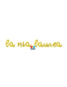 KIT PALLONI MYLAR SCRITTA LA MIA LAUREA ORO 280X40CM