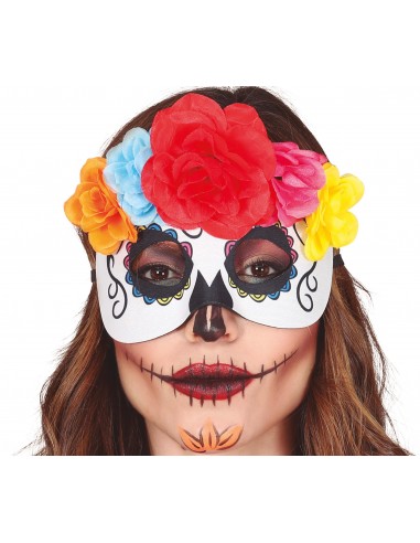MASCHERINA CATRINA CON FIORI DIA DE LOS MUERTOS - L'Officina