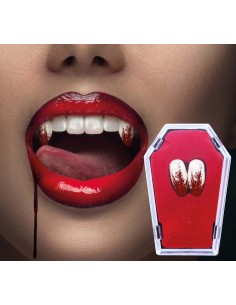DENTI CANINI VAMPIRO INSANGUINATI CON TERMOPLASTICA -