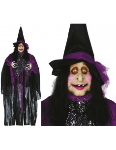 DECORO STREGA APPESA 120 CM CON LUCE, SUONO E MOVIMENTO