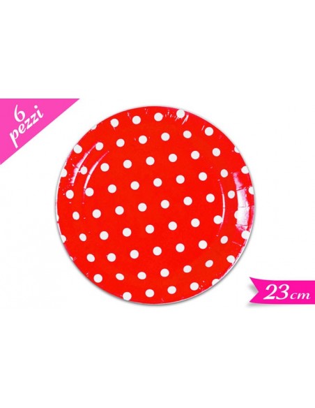 PIATTO CM. 23 POIS PZ. 6 ROSSO