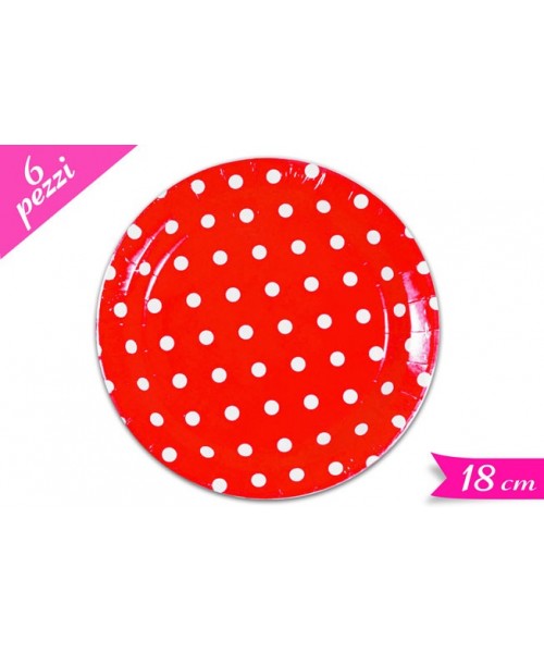 PIATTO CM. 18 POIS PZ. 6 ROSSO