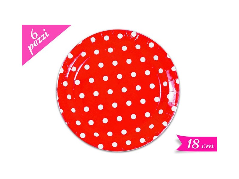 PIATTO CM. 18 POIS PZ. 6 ROSSO