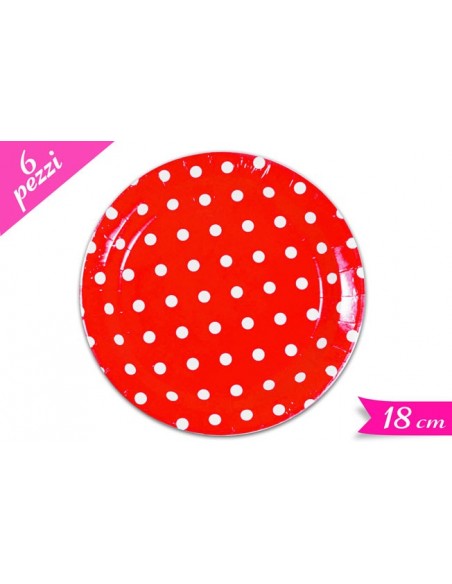 PIATTO CM. 18 POIS PZ. 6 ROSSO