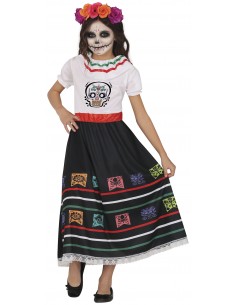 COSTUME CATRINA DIA DE LOS MUERTOS  BIMBA 7 - 9 ANNI