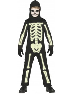 COSTUME SCHELETRO BRILLA NEL BUIO BIMBO 10 - 12 ANNI