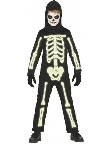 COSTUME SCHELETRO BRILLA NEL BUIO BIMBO 10 - 12 ANNI