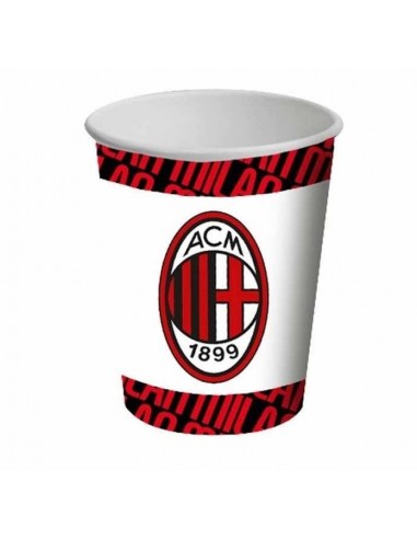 BICCHIERE CARTA MILAN 8PZ 266ML LINCENZA UFFICIALE