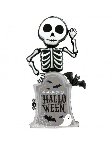 PALLONE MYLAR SCHELETRO CON TOMBA HALLOWEEN 170CM - L'Officina