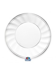 6 PIATTI CARTA Ø 25CM CLASSIC BIANCO RIGO SILVER ARGENTO METAL