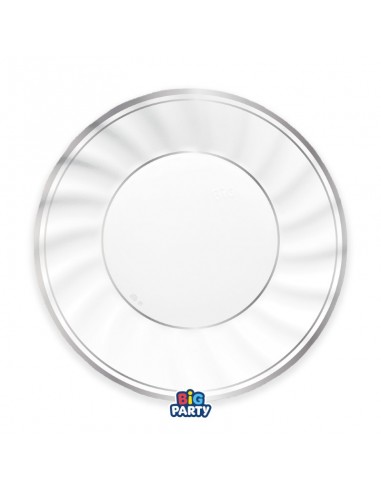 6 PIATTI CARTA Ø 25CM CLASSIC BIANCO RIGO SILVER ARGENTO METAL