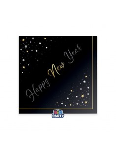 16 TOVAGLIOLI 33X33 HAPPY NEW YEAR STARS DETTAGLI METAL