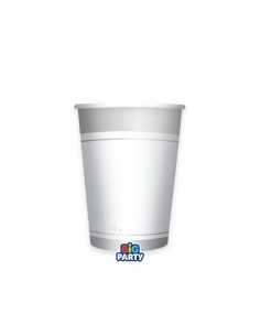 6 BICCHIERI CARTA250CC CLASSIC BIANCO RIGO ARGENTO SILVER...