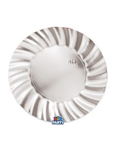6 PIATTI CARTA  Ø 25CM WAVY ARGENTO SILVER METAL