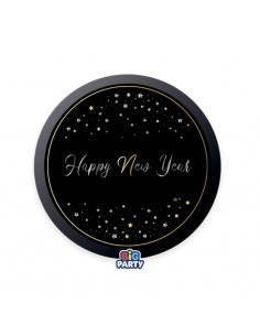 6 PIATTI CARTA 18 CM HAPPY NEW YEAR STARS DETTAGLI METAL