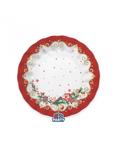 6 PIATTI CARTA 20CM  CHRISTMAS JINGLE PLASTIC FREE