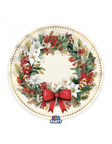 6 PIATTI CARTA 24CM FONDI VINTAGE CHRISTMAS...