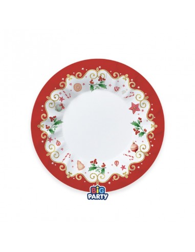 6 PIATTI CARTA 25CM CHRISTMAS JINGLE PLASTIC FREE