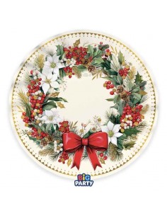 6 PIATTI CARTA 25CM VINTAGE CHRISTMAS PLASTIC FREE