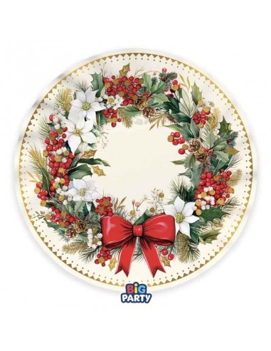 6 PIATTI CARTA 25CM VINTAGE CHRISTMAS PLASTIC FREE