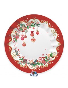 6 PIATTI CARTA 30CM CHRISTMAS JINGLE PLASTIC FREE