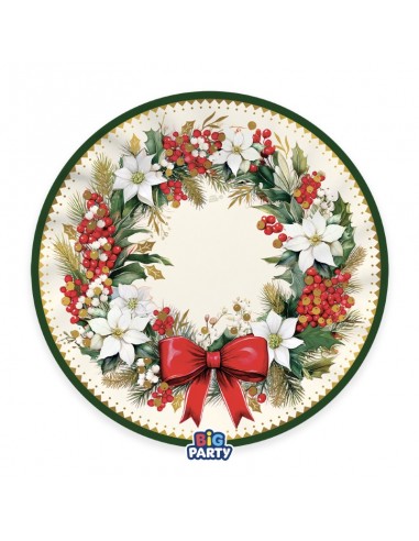 6 PIATTI CARTA 30CM VINTAGE CHRISTMAS PLASTIC FREE