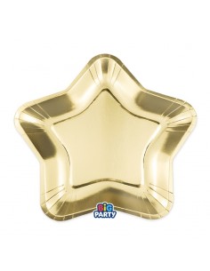 6 PIATTO STELLA CARTA 23x23CM ORO GOLD METAL - L'Officina delle