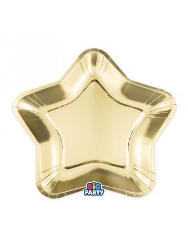6 PIATTO STELLA CARTA 23x23CM ORO GOLD METAL - L'Officina delle