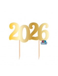 TOPPER CAKE 2026 8X14 ORO METAL