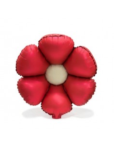 PALLONE MYLAR FIORE MARGHERITA ROSSO 60X46CM CON VALVOLA