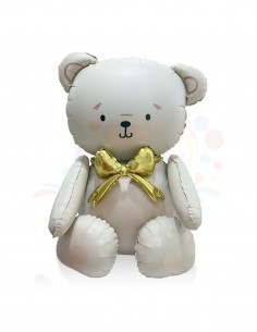 PALLONE MYLAR ORSO CREMA CON FIOCCO 71X45CM