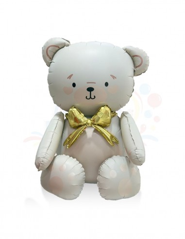 PALLONE MYLAR ORSO CREMA CON FIOCCO 71X45CM