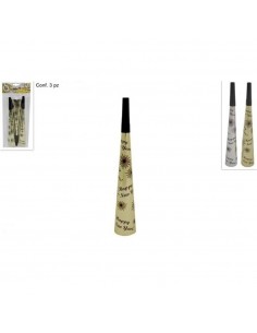 CONFEZIONE 3 TROMBETTE CONO 20X3,5CMCM HAPPY NEW YEAR ORO...