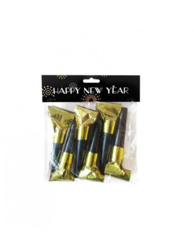 CONFEZIONE 6 LINGUE SONORE HAPPY NEW YEAR ORO/NERO