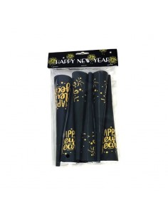 CONFEZIONE 6 TROMBETTE CONO 19CM HAPPY NEW YEAR