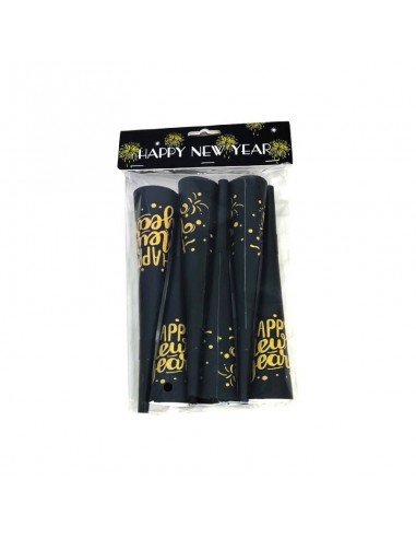 CONFEZIONE 6 TROMBETTE CONO 19CM HAPPY NEW YEAR
