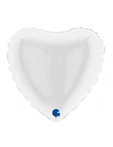 PALLONE CUORE MYLAR 4" BIANCO WHITE 10CM