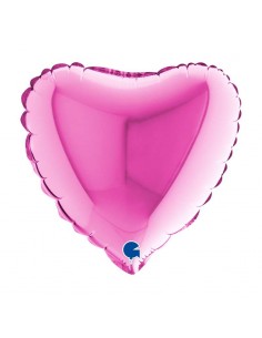 PALLONE CUORE MYLAR 9" FUCSIA 23CM 1PZ - L'Officina delle feste